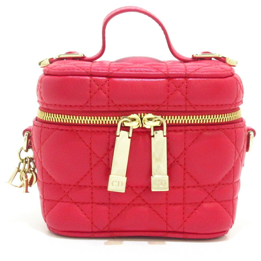 DIOR Christian Lady Vanity Bag Red Leather